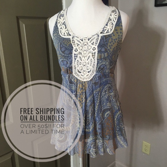 Weston Wear Tops - Weston Wear Paisley blue tank